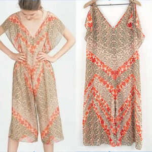 Zara Floral Jumpsuit in Orange and Cream